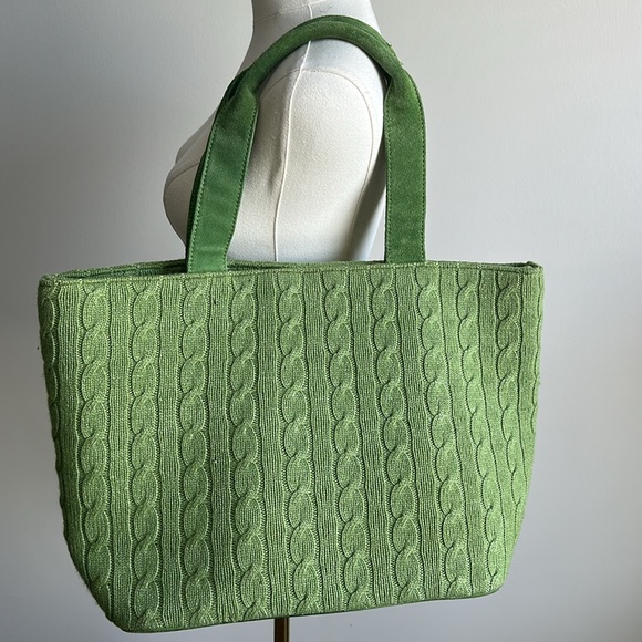 Women’s Wool Cashmere Blend Cable Knit Cottagecore Fairy Suede Tote Bag Purse - Picture 4 of 11
